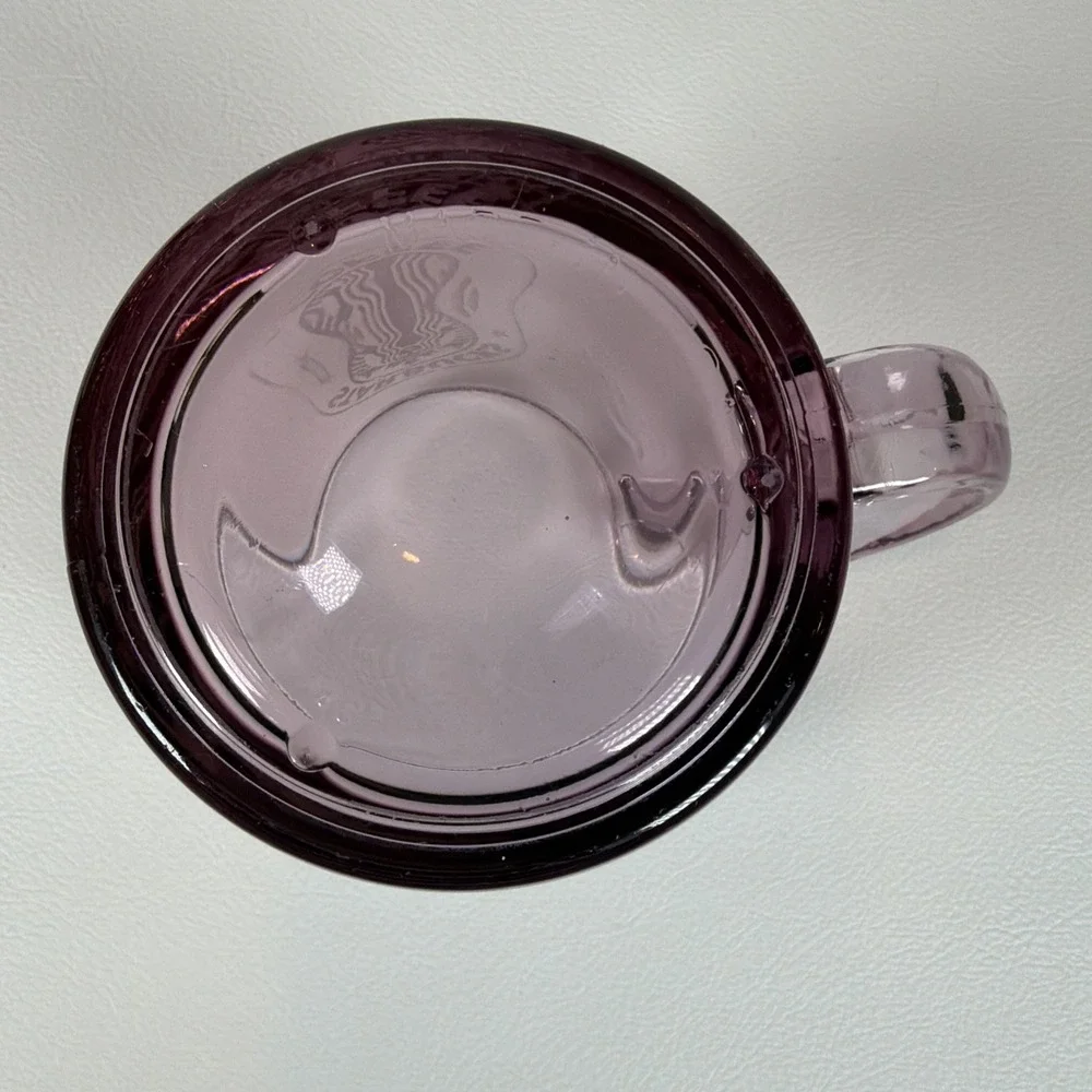 Vintage Starbucks Coffee Mug 1990s Clear Rose Pink Glass Etched Logo Made in USA